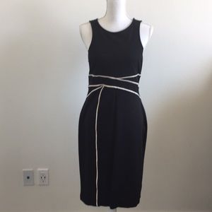 Black Sleeveless dress with white piping